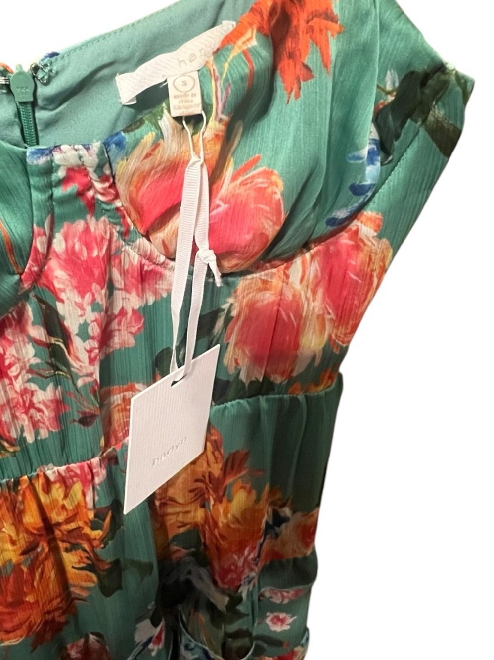 Harlyn Floral Bustier Tiered Ruffle Maxi Dress Sage Green Size S - Picture 6 of 8